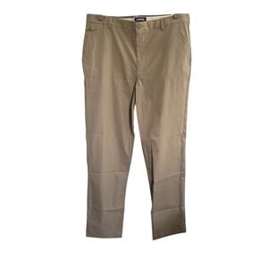 Lands End Mens Tag 37 (38WX33L) Active Khaki Chino Pant Uniform Polyester #4526